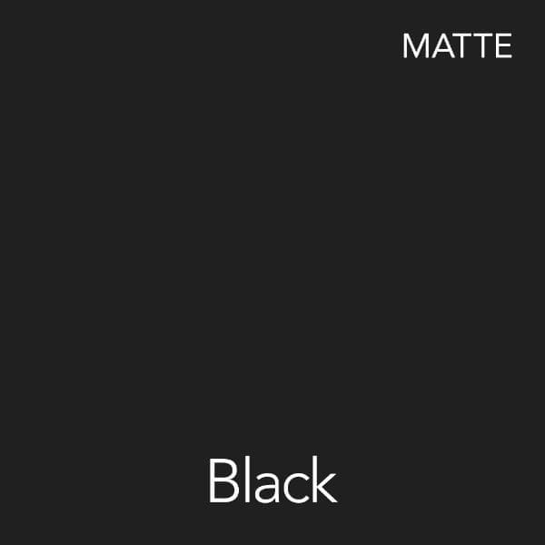 A square image with a matte black background. The word MATTE is in the top right corner, and the word Black is centered at the bottom.
