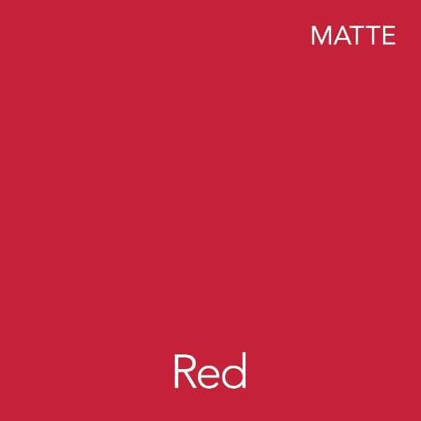 A plain square with a matte texture in a solid red color. The word MATTE appears in the top right corner, and the word Red is centered at the bottom.