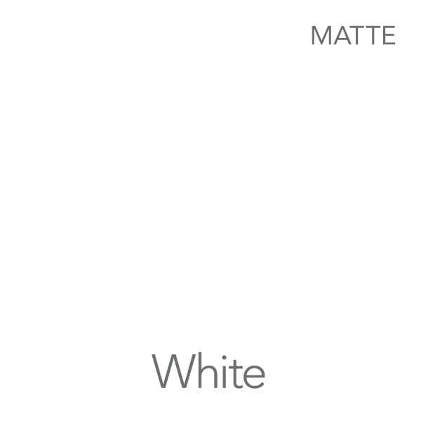 A white background sample labeled MATTE at the top right and White at the bottom center.