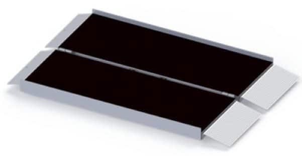 Illustration of a black, rectangular object with gray borders and flaps on two opposite sides, resembling an open book or electronic device.