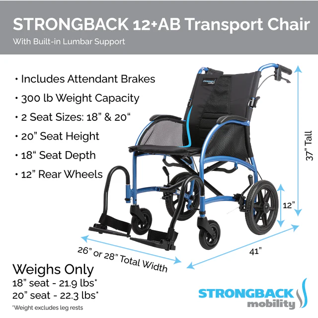STRONGBACK Excursion : 12+AB Transport Wheelchair - Image 4
